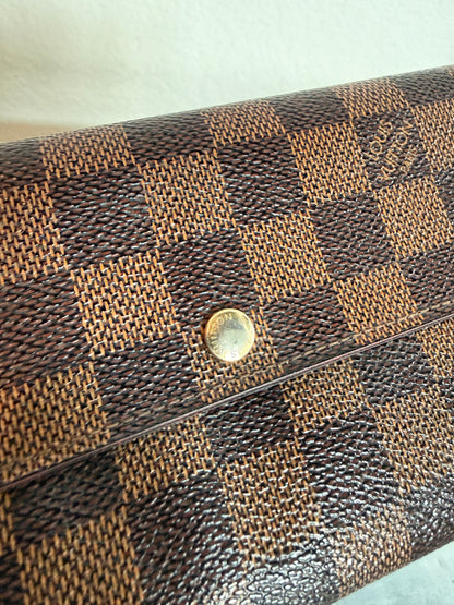 Pre-owned Authentic Louis Vuitton Portefeuille Sarah Damier Ebene Long Wallet