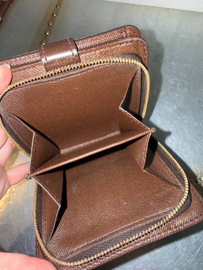 Pre-owned Authentic Louis Vuitton Damier Ebene Compact Zip Wallet