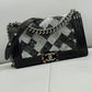 Pre-owned Authentic CHANEL Boy Medium Flap RARE Patent Sequin Shoulder Bag