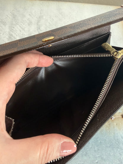 Pre-owned Authentic Louis Vuitton Portefeuille Sarah Damier Ebene Long Wallet