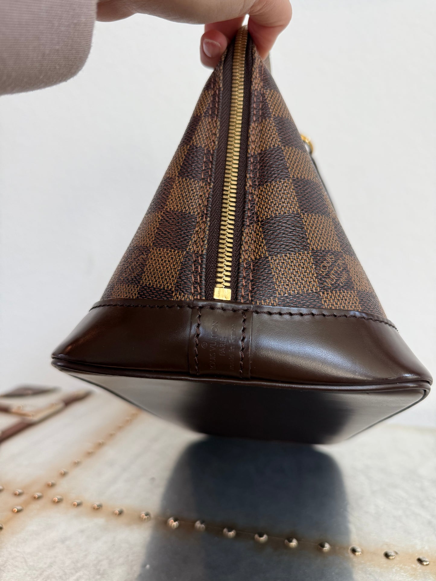 Pre-owned Authentic Louis Vuitton Alma PM Damier Ebene Handbag