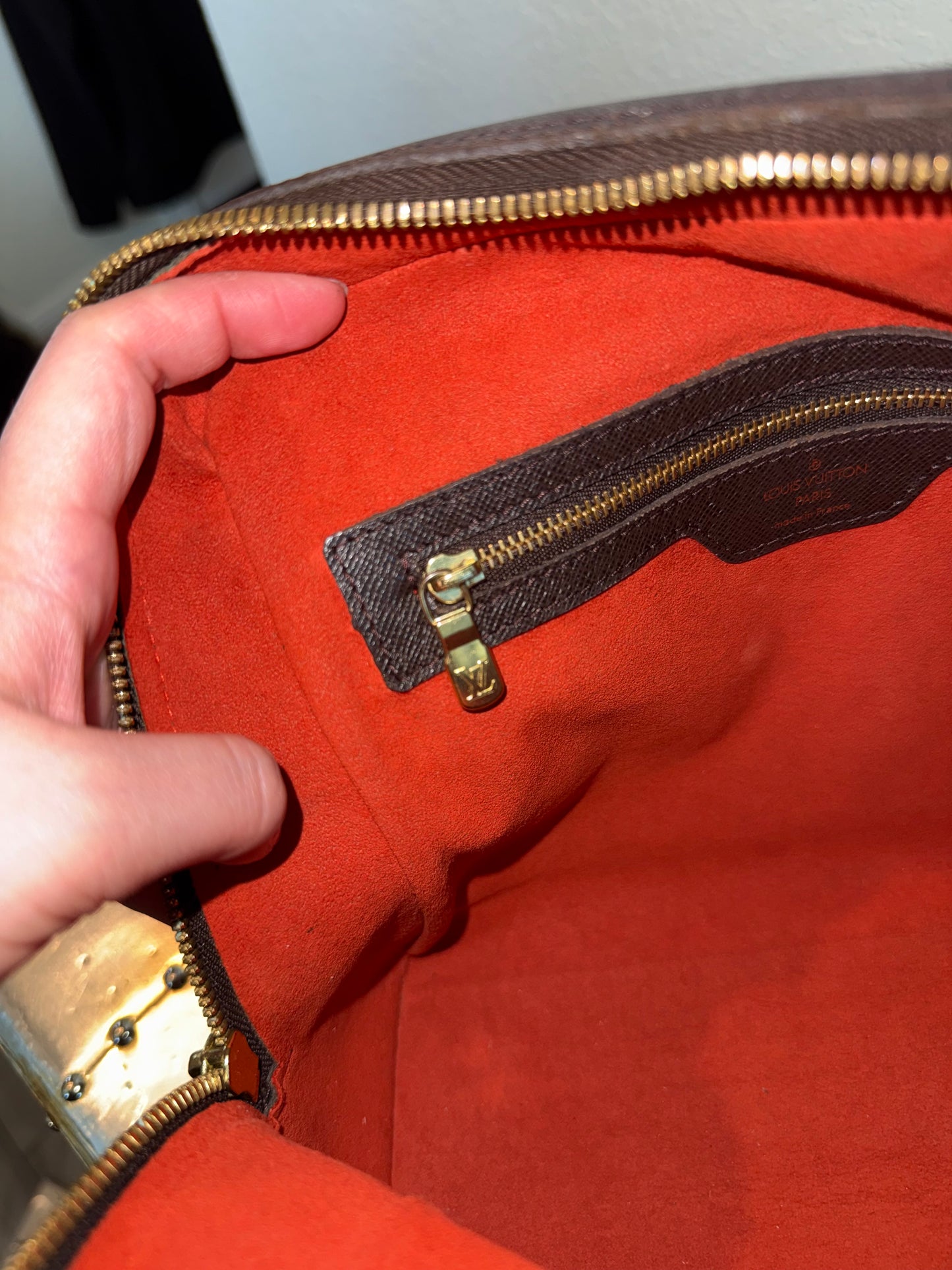 Pre-owned Authentic Louis Vuitton Brera Damier Ebene Handbag