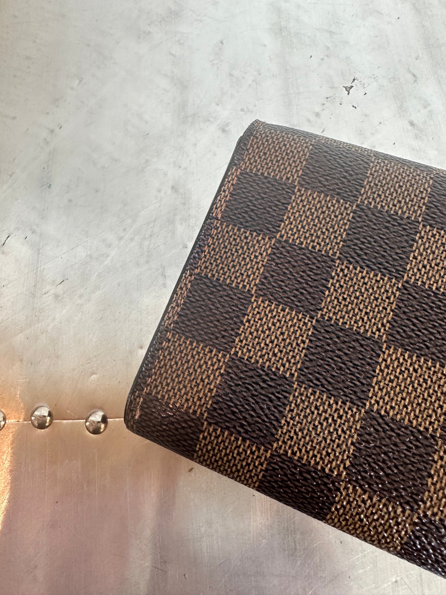 Pre-owned Authentic Louis Vuitton Portefeuille Sarah Damier Ebene Long Wallet