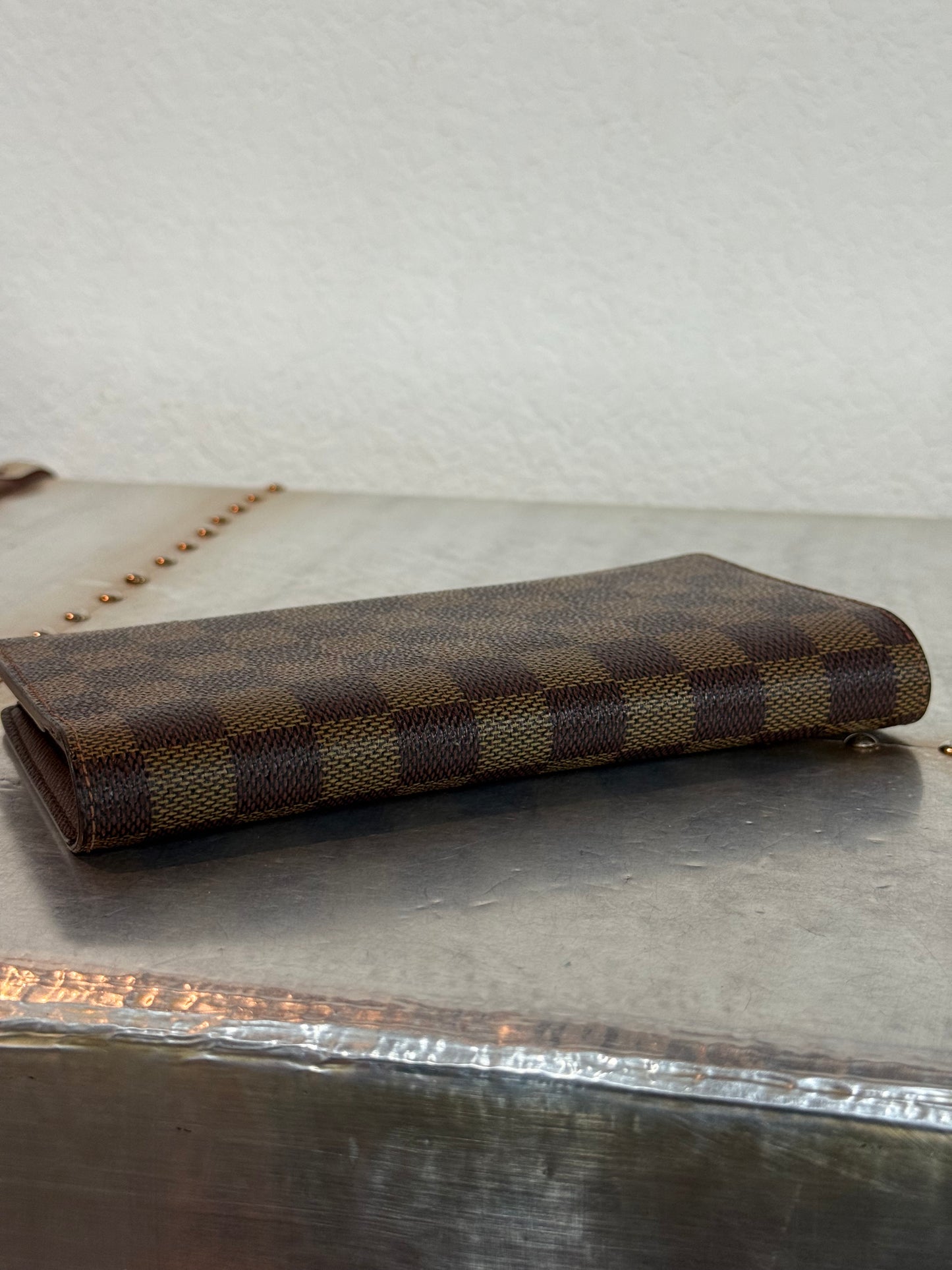 Pre-owned Authentic Louis Vuitton Portefeuille Brazza Damier Ebene Wallet