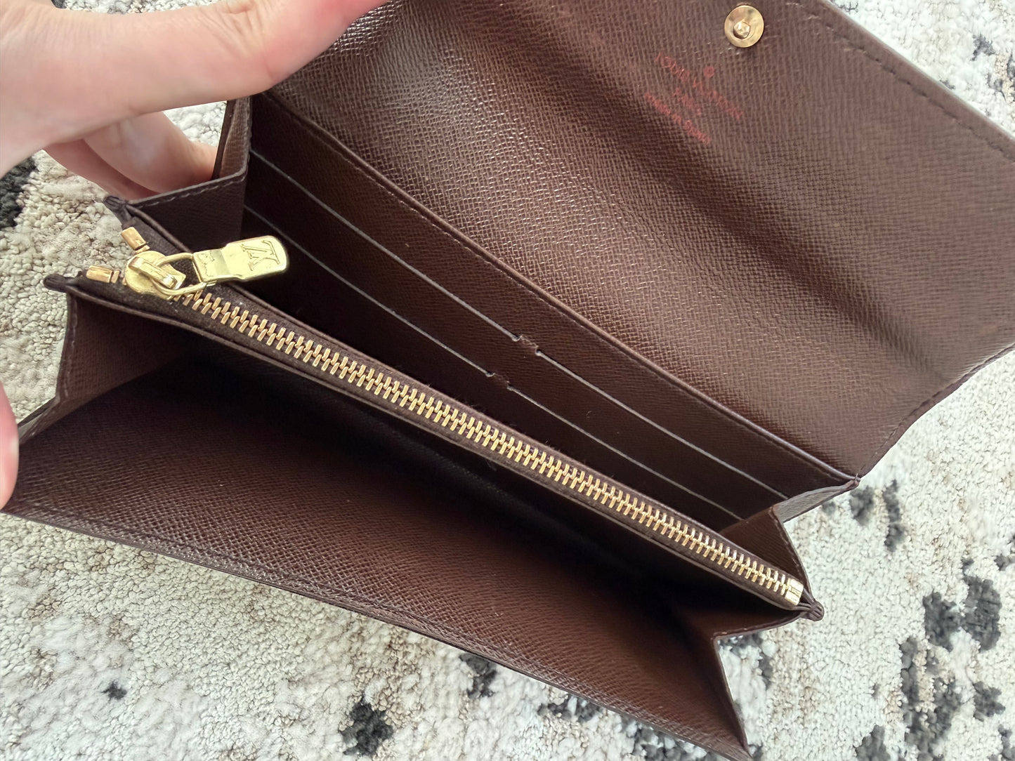 Pre-owned Authentic Louis Vuitton Portefeuille Sarah Damier Ebene Long Wallet