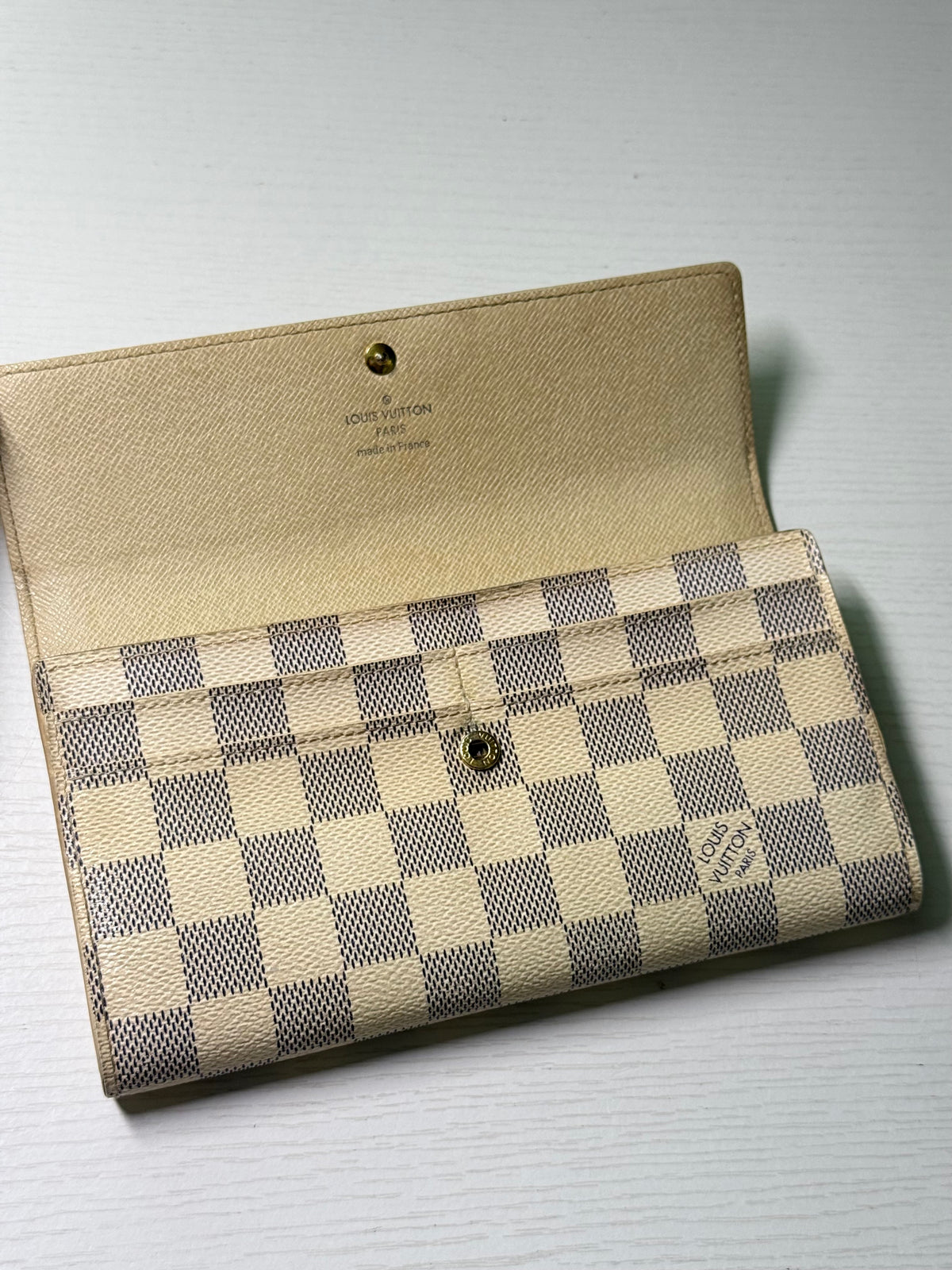 Pre-owned Authentic Louis Vuitton Portefeuille Sarah Damier Azur Long Wallet