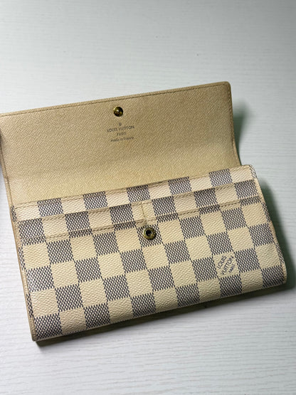 Pre-owned Authentic Louis Vuitton Portefeuille Sarah Damier Azur Long Wallet