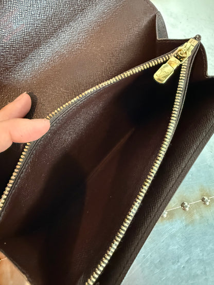 Pre-owned Authentic Louis Vuitton Pochette Monnaie Damier Ebene Long Wallet