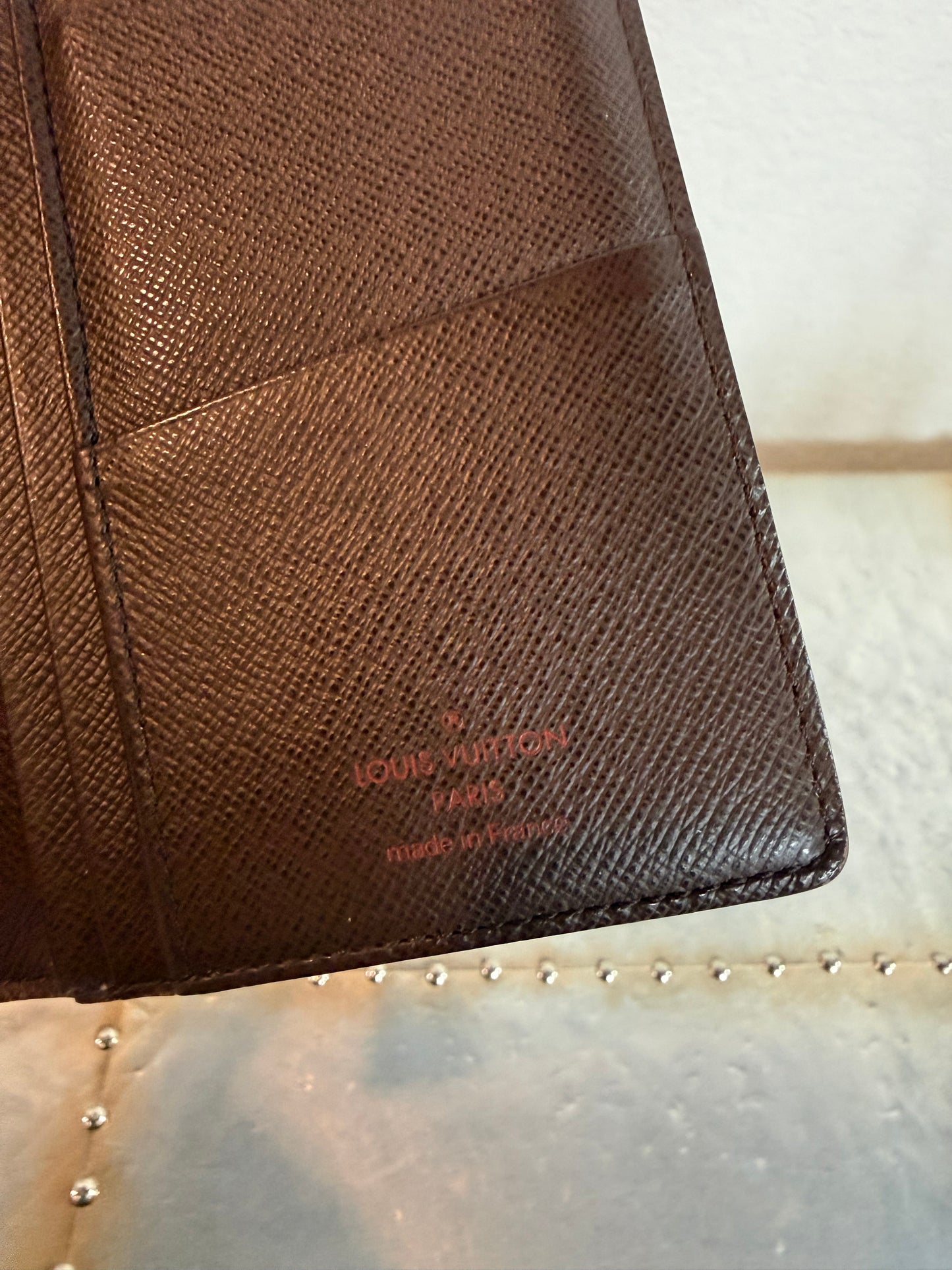 Pre-owned Authentic Louis Vuitton Portefeuille Brazza Damier Ebene Wallet