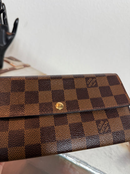 Pre-owned Authentic Louis Vuitton Portefeuille Sarah Damier Ebene Long Wallet