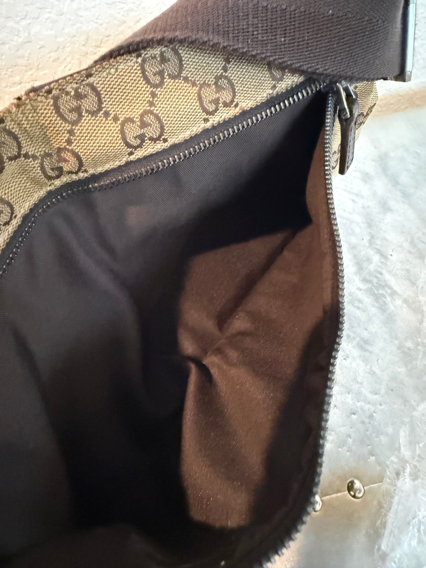 Pre-owned Authentic Gucci Vintage Double Belt GG Canvas Bag