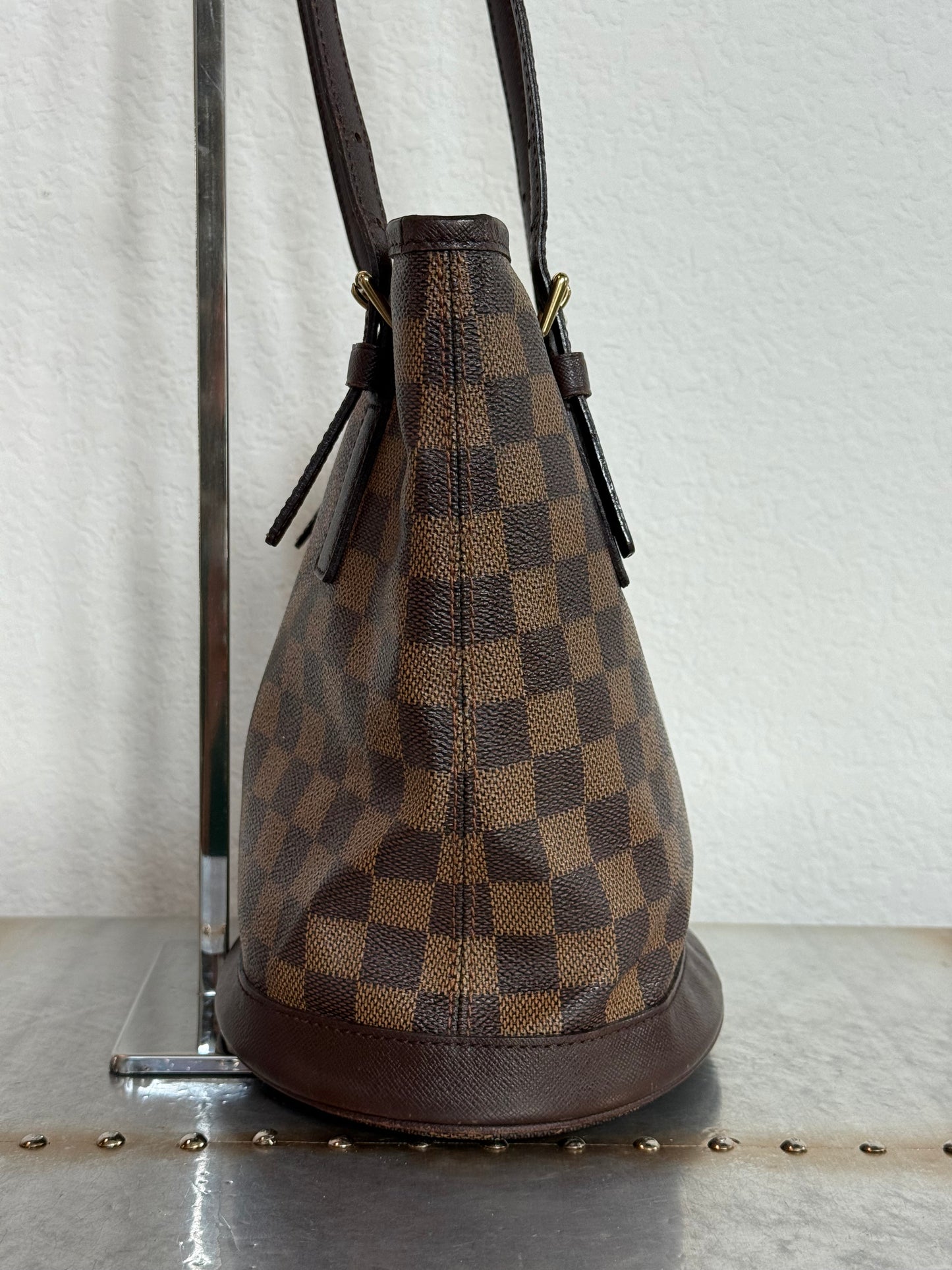 Pre-owned Authentic Louis Vuitton Bucket Damier Ebene Shoulder Bag
