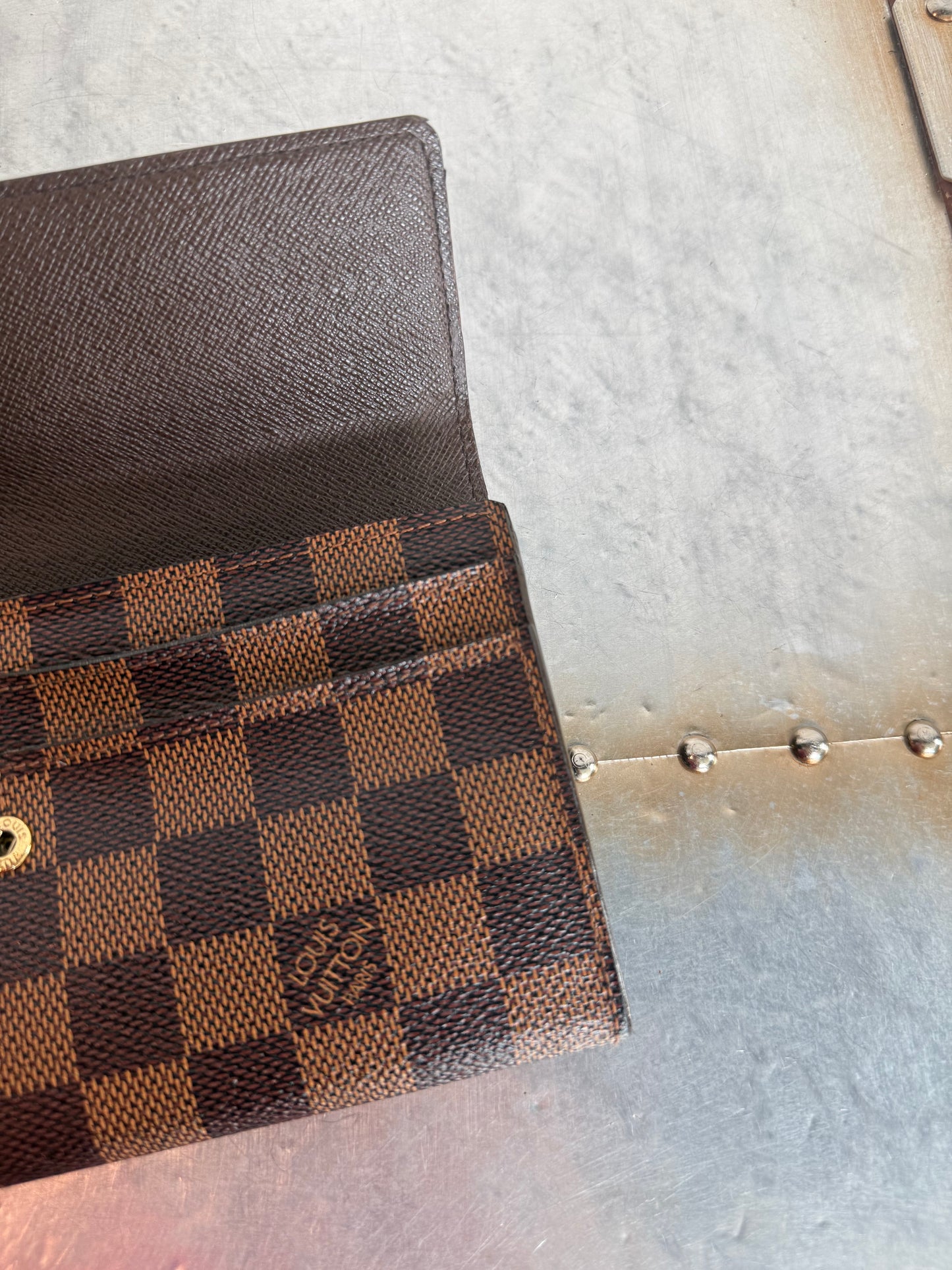 Pre-owned Authentic Louis Vuitton Portefeuille Sarah Damier Ebene Long Wallet