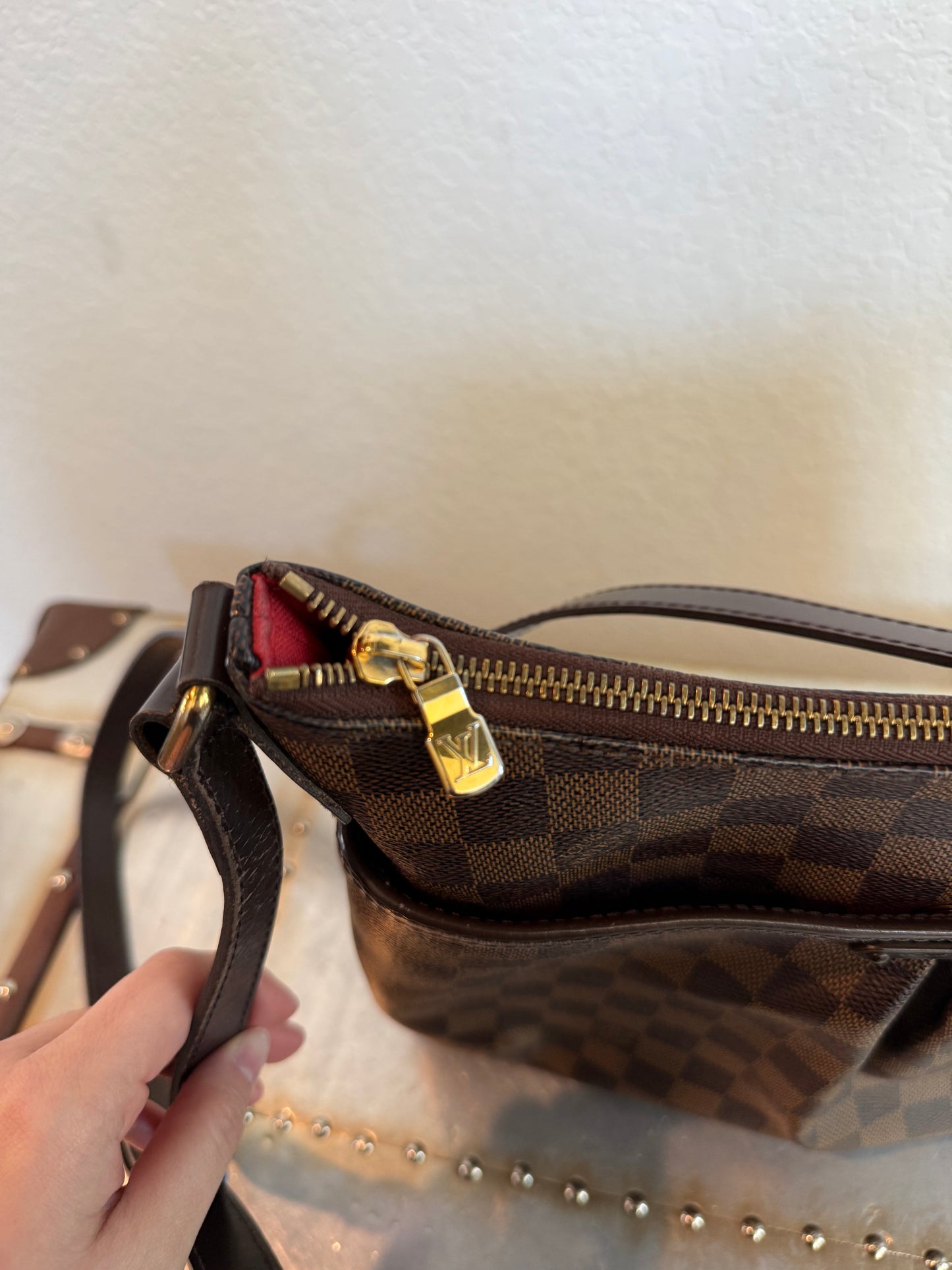 Pre-owned Authentic Louis Vuitton Bloomsbury PM Damier Ebene Shoulder / Crossbody Bag