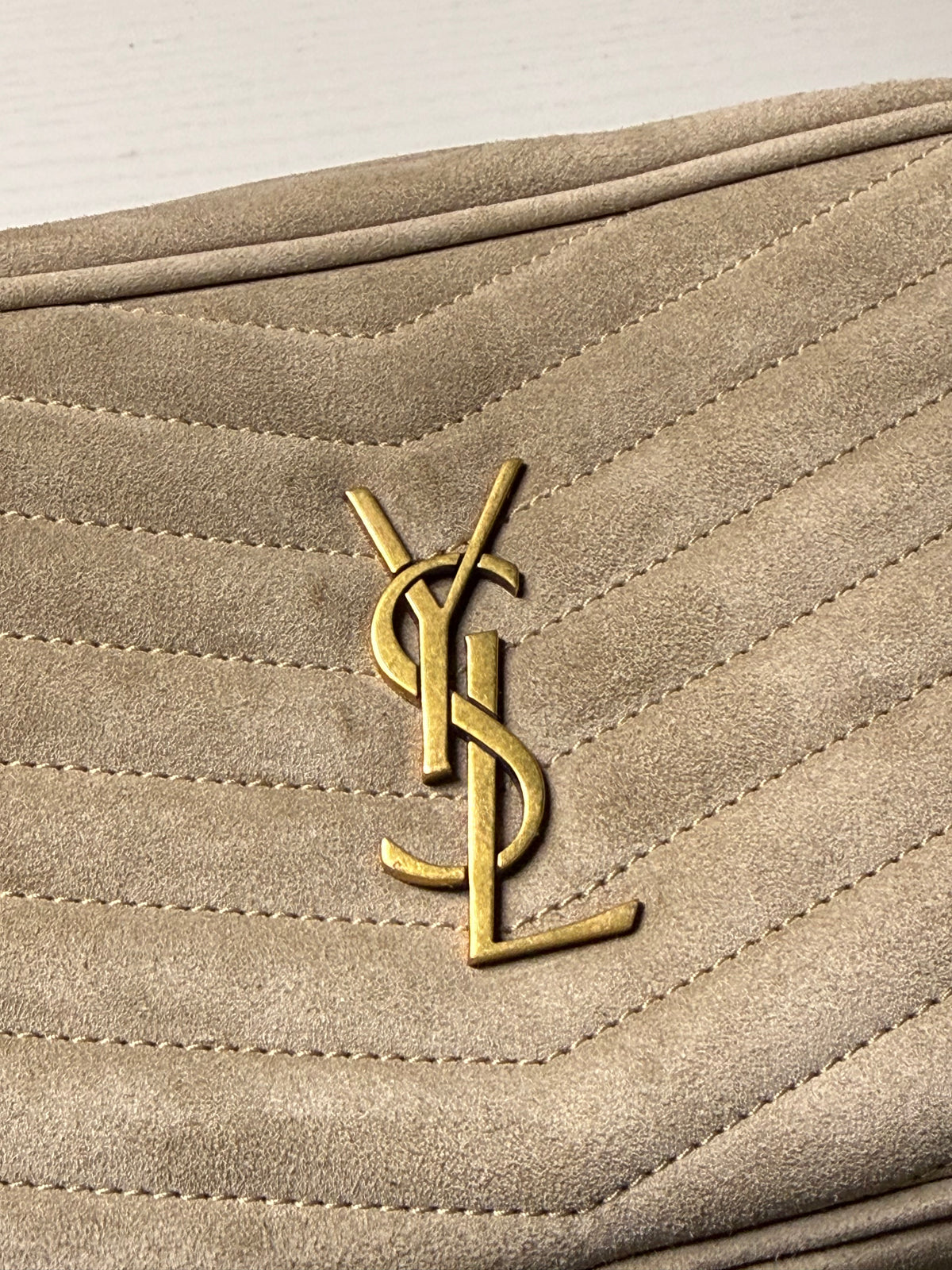 Saint Laurent YSL Suede Matelasse Monogram Mini Lou Camera Crossbody Bag