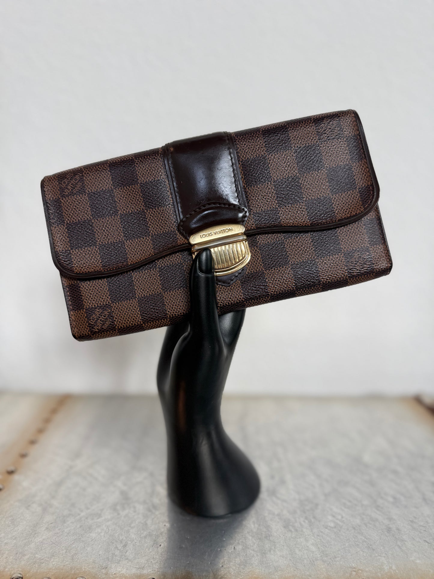 Pre-owned Authentic Louis Vuitton Sistina Damier Ebene Long Wallet