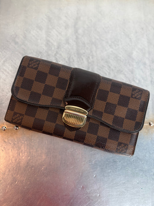 Pre-owned Authentic Louis Vuitton Sistina Damier Ebene Long Wallet