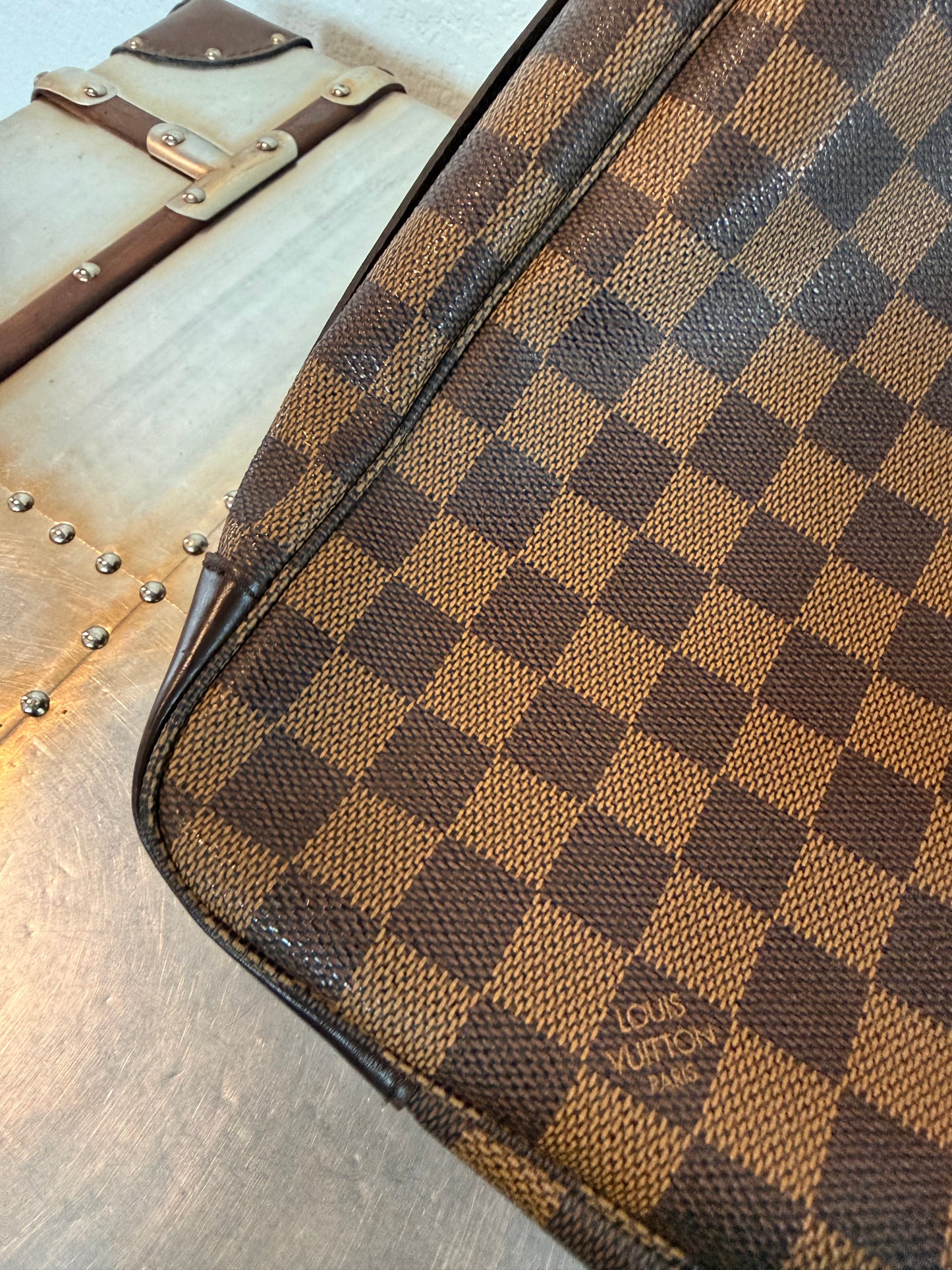 Pre-owned Authentic Bastille Damier Ebene Crossbody Bag