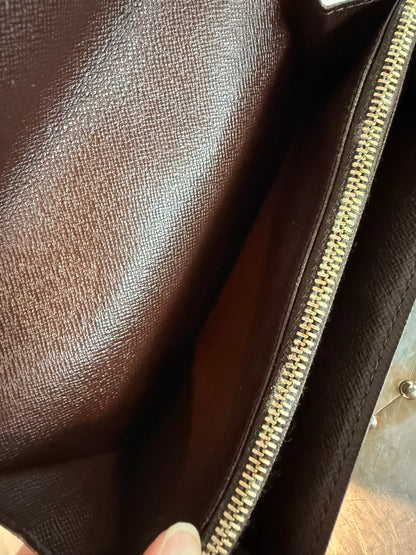 Pre-owned Authentic Louis Vuitton Pochette Monnaie Damier Ebene Long Wallet