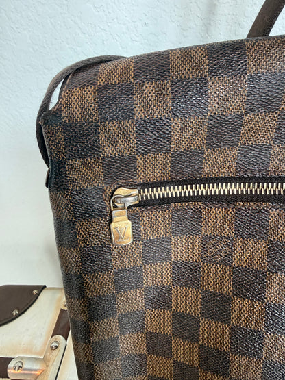 Pre-owned Authentic Brooklyn Mm Damier Ebene Crossbody Bag