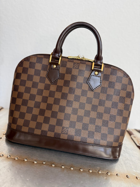 Pre-owned Authentic Louis Vuitton Alma PM Damier Ebene Handbag