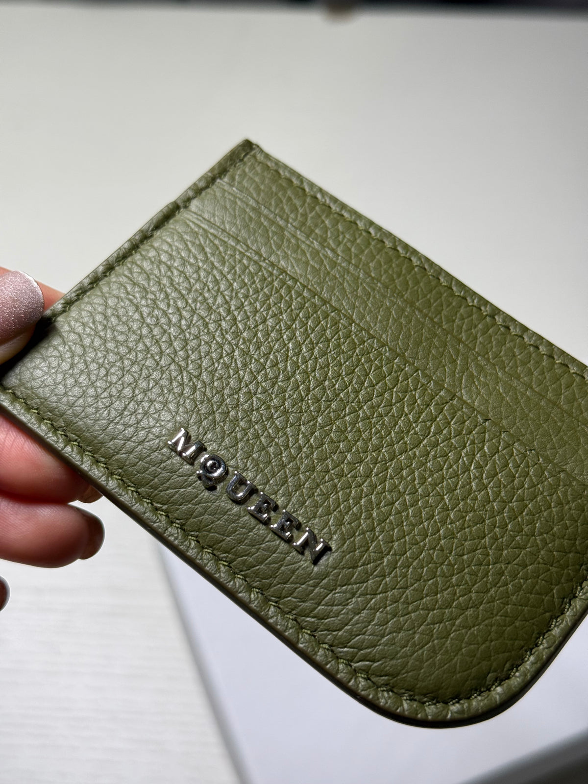 Alexander McQueen ARMY GREEN LEATHER CARD HOLDER