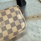 Pre-owned Authentic Louis Vuitton MINI Pochette Accessoires Damier Azur Handbag