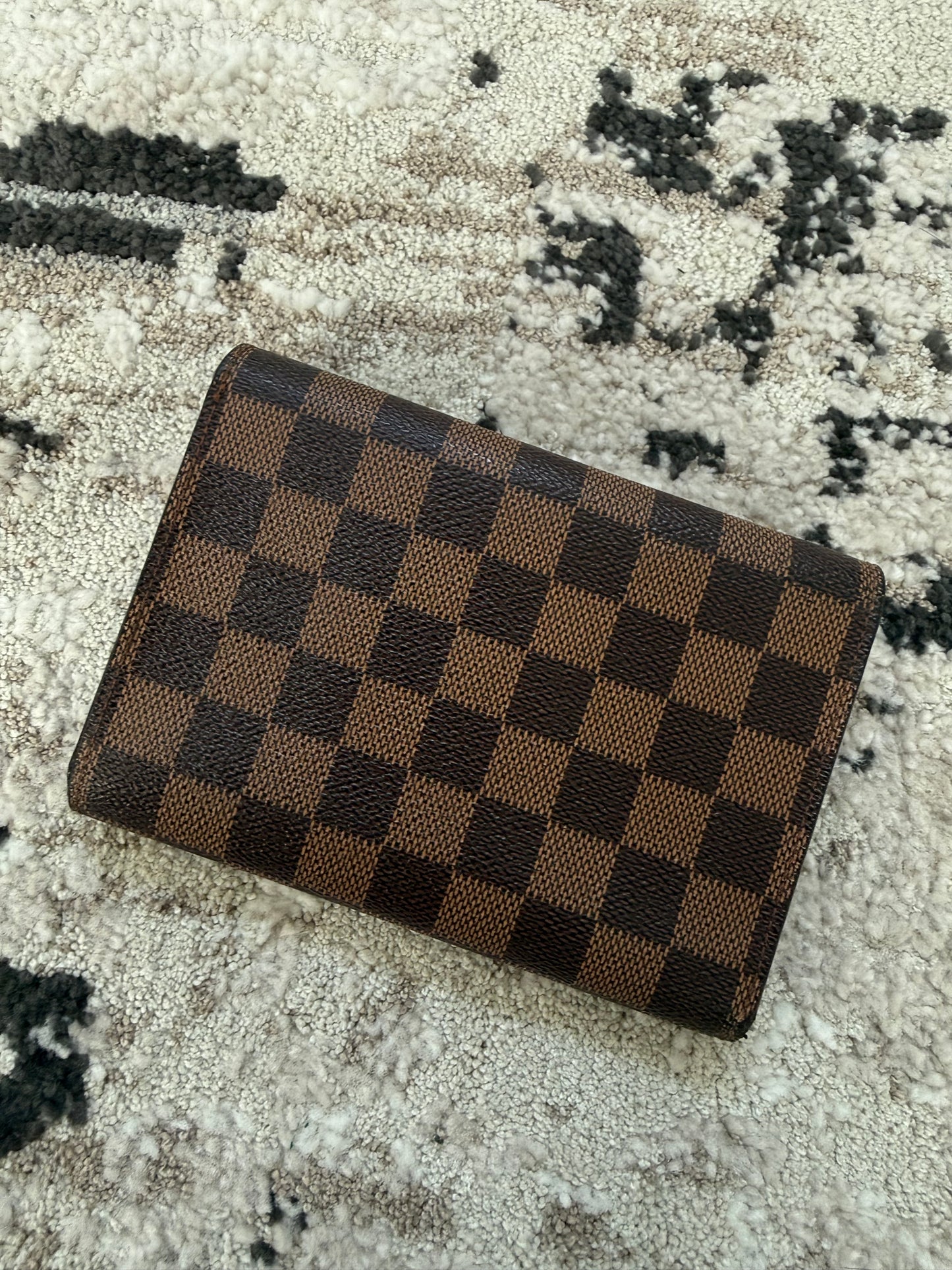 Pre-owned Authentic Louis Vuitton Porte Tresor Etui Papier Damier Ebene Trifold Wallet