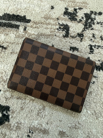 Pre-owned Authentic Louis Vuitton Porte Tresor Etui Papier Damier Ebene Trifold Wallet