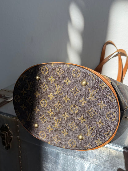 Pre-owned Authentic Louis Vuitton Bucket GM Monogram Shoulder Tote Bag