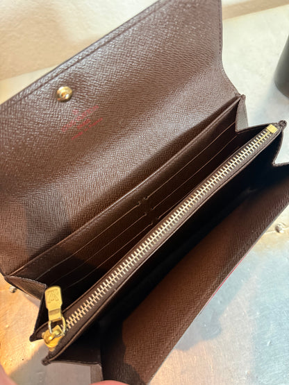 Pre-owned Authentic Louis Vuitton Portefeuille Sarah Damier Ebene Long Wallet