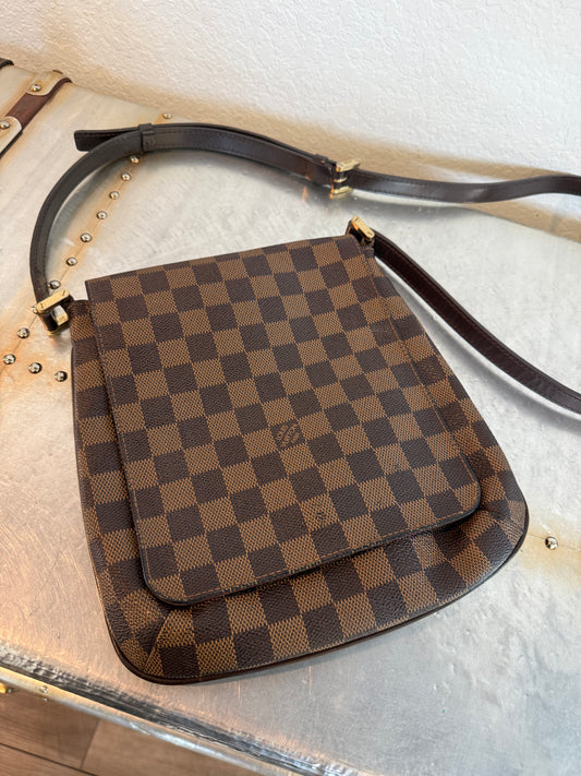 Pre-owned Authentic Louis Vuitton Musette Salsa Long Strap Damier Ebene Shoulder Bag