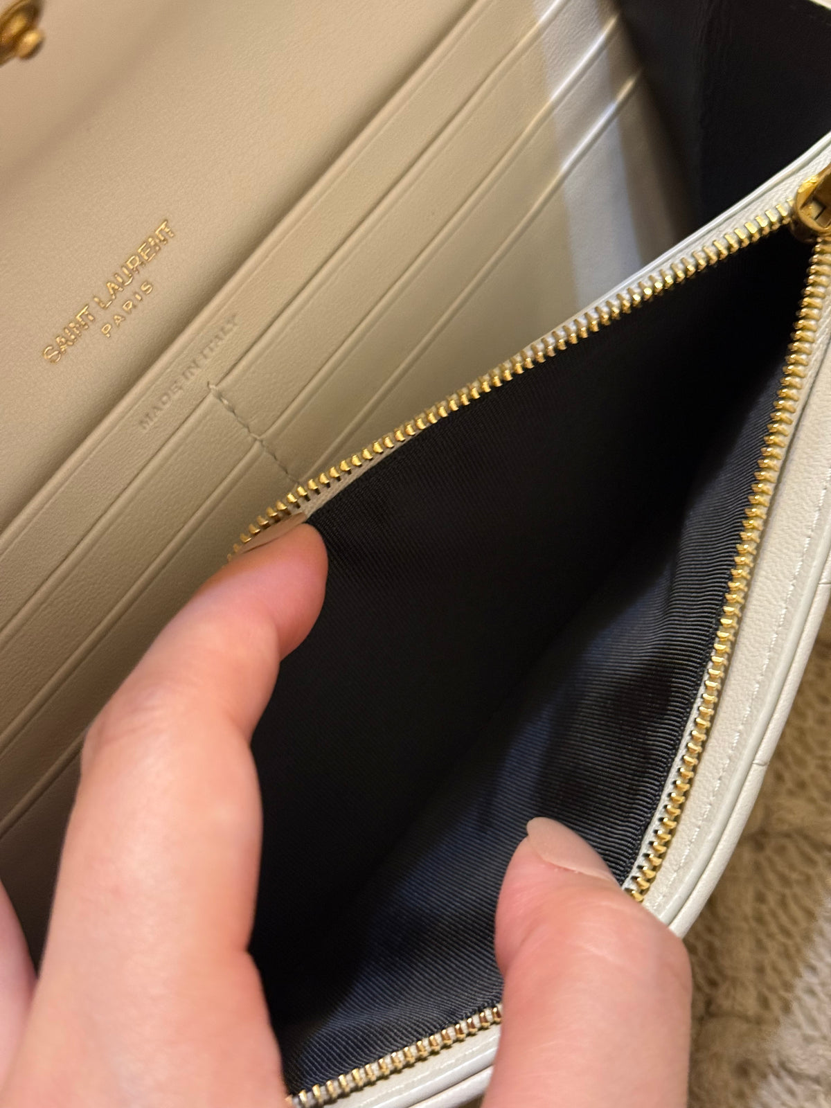 YSL Saint Laurent white leather wallet
