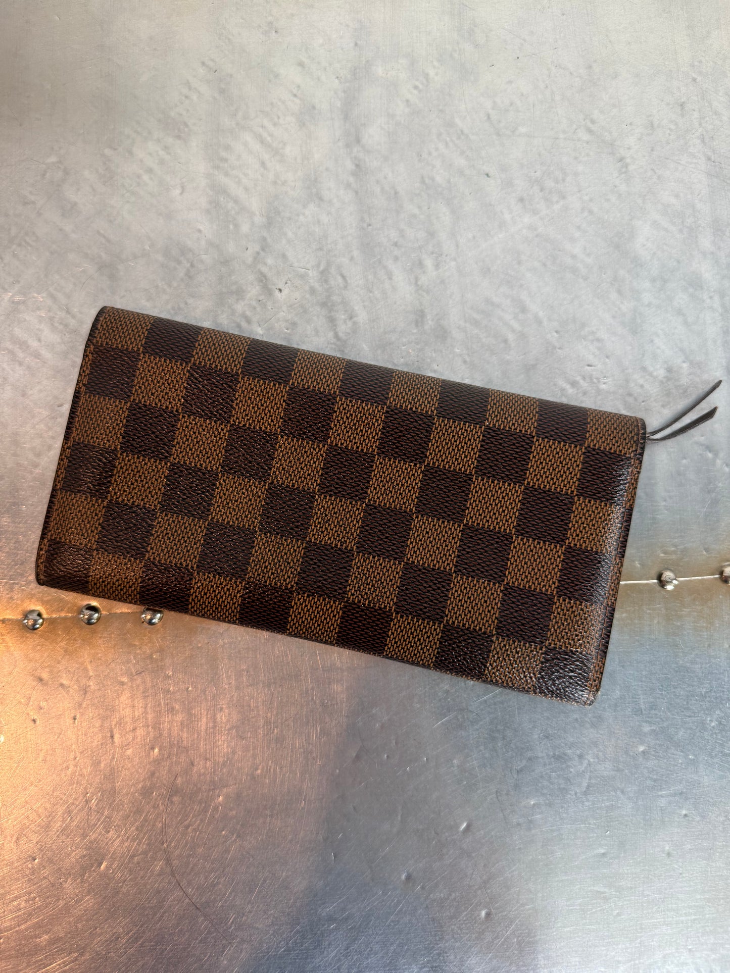 Pre-owned Authentic Louis Vuitton Portefeuille Emilie Damier Ebene Long Wallet
