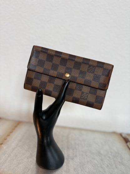 Pre-owned Authentic Louis Vuitton Pochette Monnaie Damier Ebene Long Wallet
