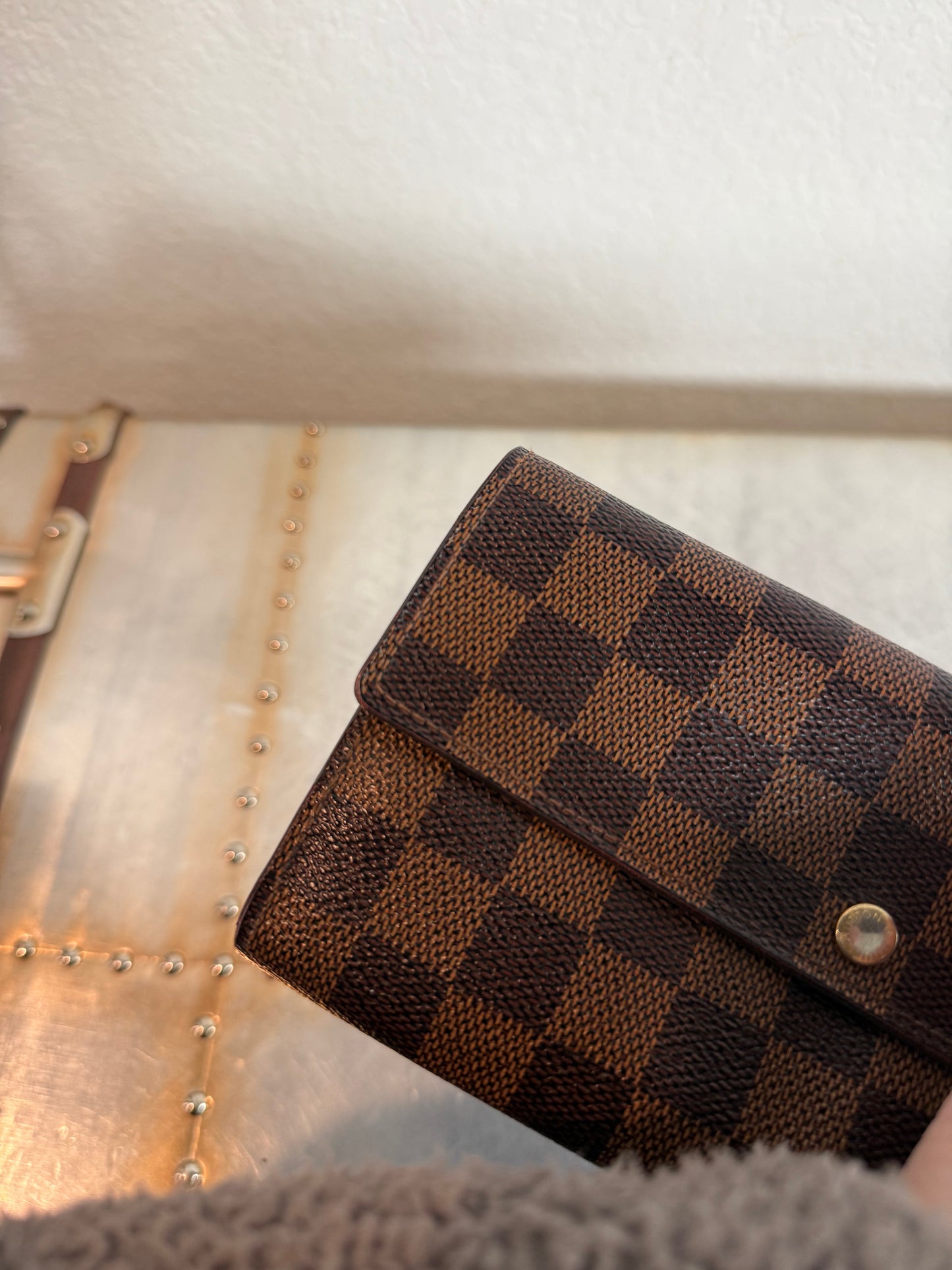 Pre-owned Authentic Louis Vuitton Portefeuille Sarah Damier Ebene Long Wallet