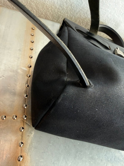 Pre-owned Authentic Hermes Herbag MM Backpack Black Toile Bag