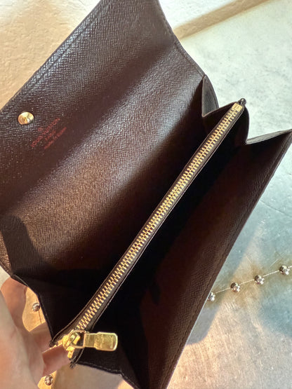 Pre-owned Authentic Louis Vuitton Pochette Monnaie Damier Ebene Long Wallet