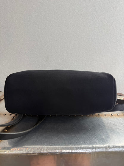 Pre-owned Authentic Hermes Herbag MM Backpack Black Toile Bag