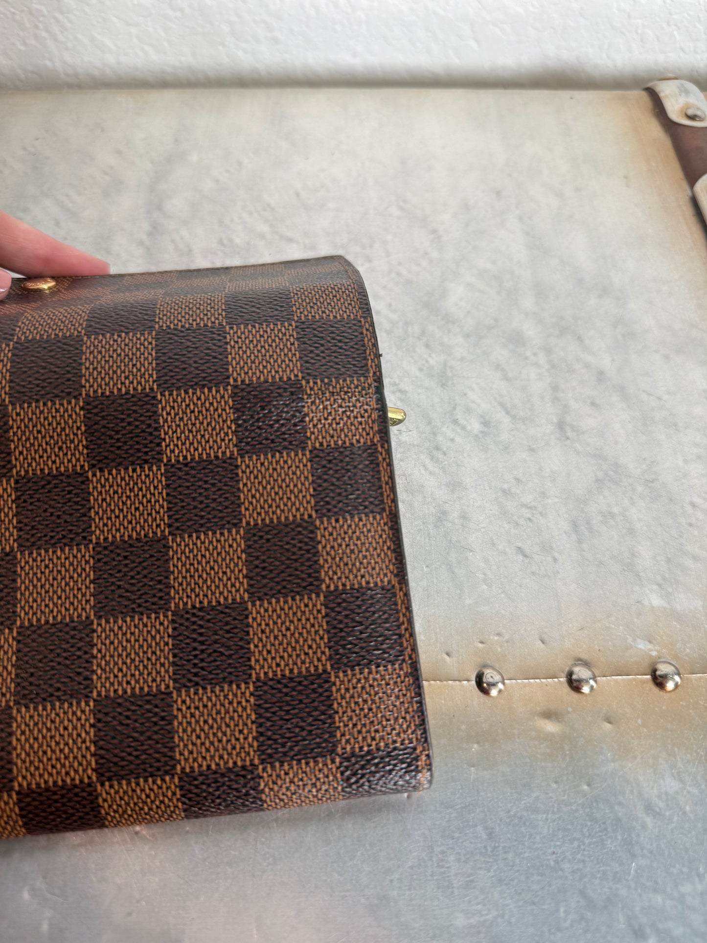 Pre-owned Authentic Louis Vuitton Portefeuille Sarah Damier Ebene Long Wallet