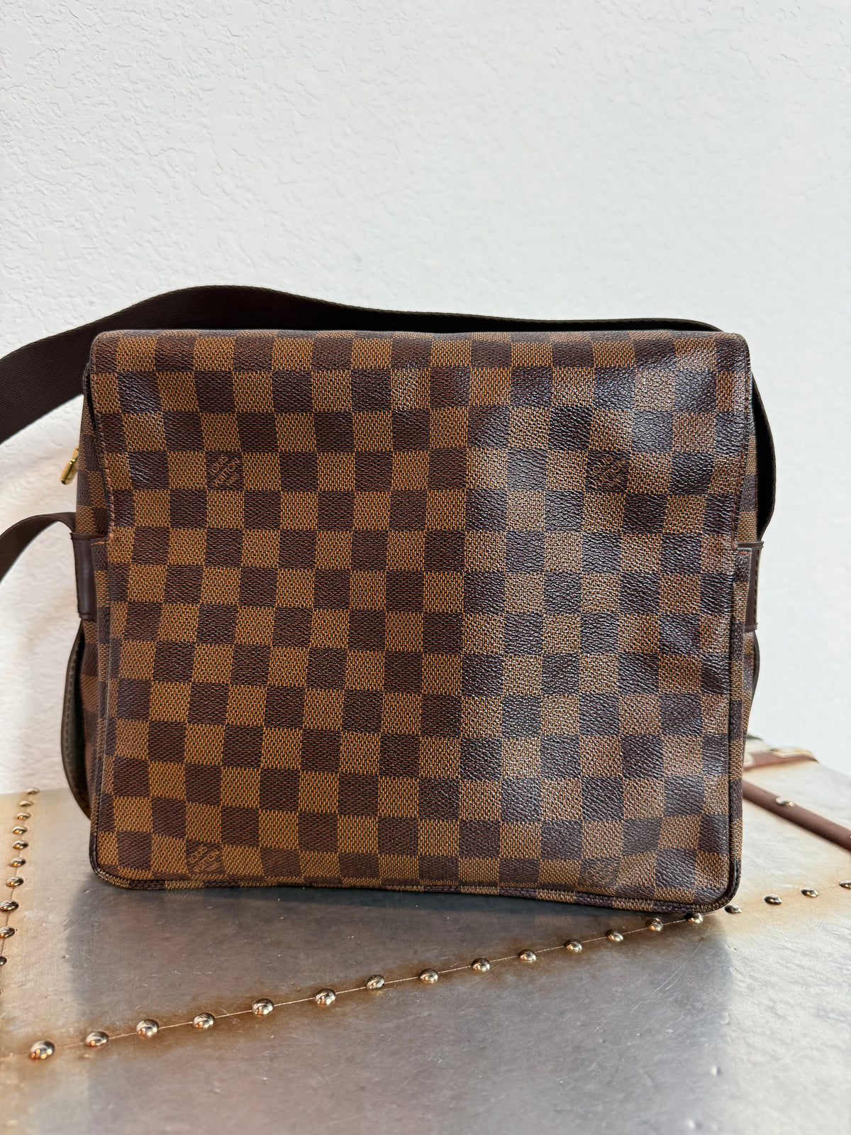 Pre-owned Authentic Louis Vuitton Naviglio Damier Ebene Crossbody Bag