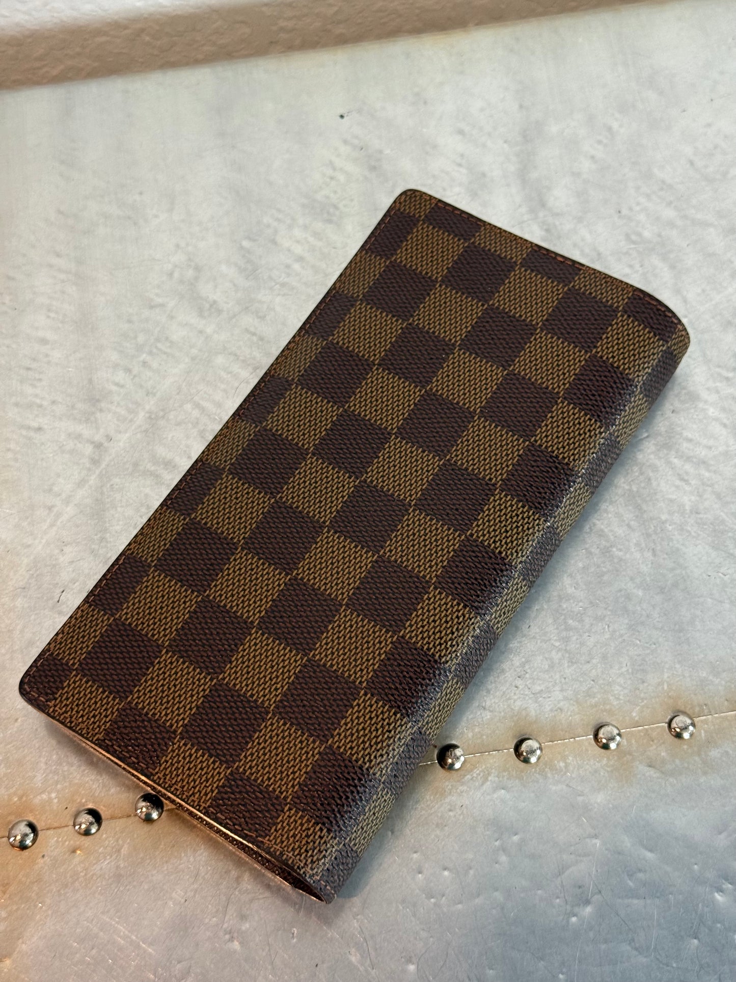 Pre-owned Authentic Louis Vuitton Portefeuille Brazza Damier Ebene Wallet