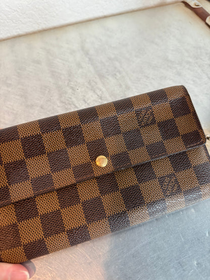 Pre-owned Authentic Louis Vuitton Pochette Monnaie Damier Ebene Long Wallet