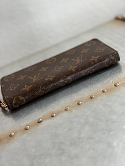 Pre-owned Authentic Louis Vuitton Damier Ebene Pink Clemence Zippy Long Wallet
