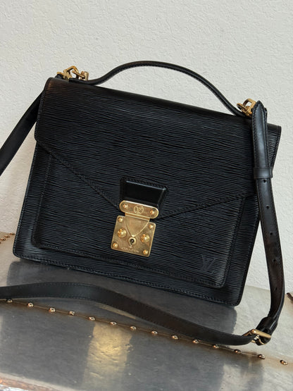 Pre-owned Authentic Louis Vuitton Monceau 28 Epi Black Shoulder / Crossbody Bag