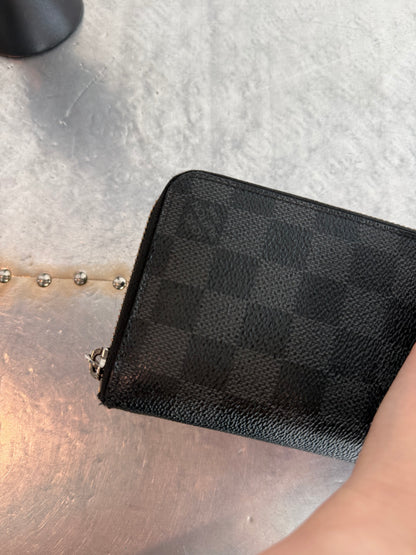Pre-owned Authentic Louis Vuitton Damier Graphite Zippy Long Wallet