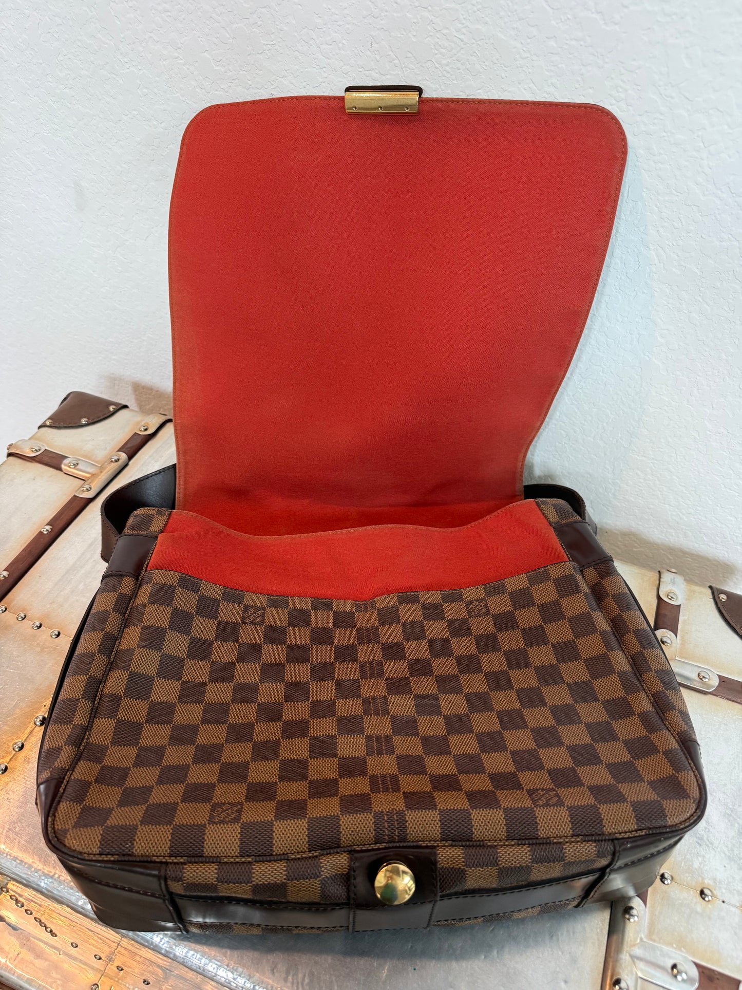 Pre-owned Authentic Bastille Damier Ebene Crossbody Bag