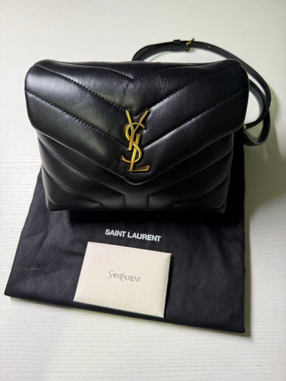 SAINT LAURENT
Calfskin Y Quilted Monogram Toy Loulou Black Crossbody Bag