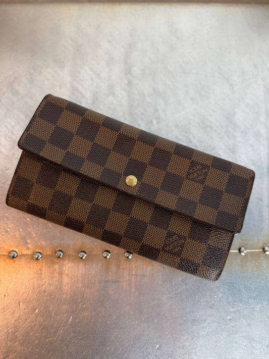 Pre-owned Authentic Louis Vuitton Portefeuille Sarah Damier Ebene Long Wallet