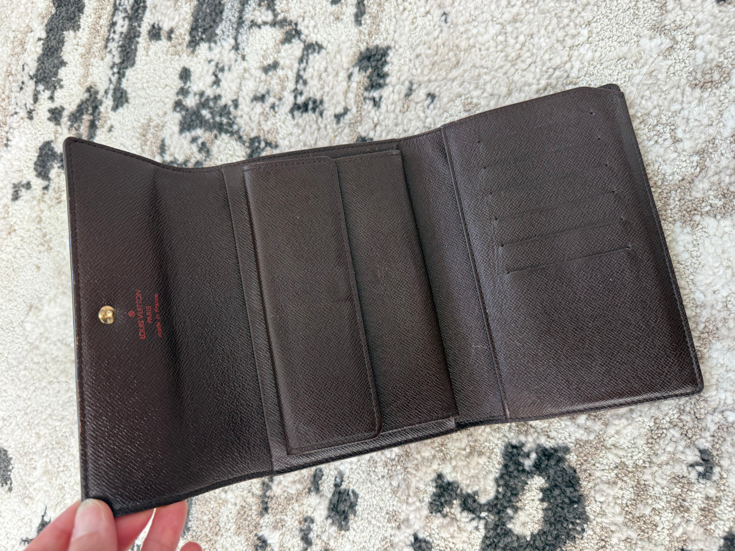 Pre-owned Authentic Louis Vuitton Porte Tresor Etui Papier Damier Ebene Trifold Wallet